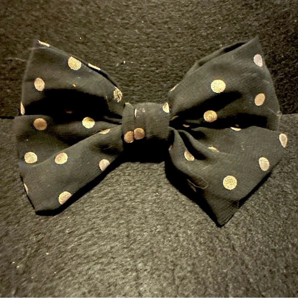 NEW Forever 21 Black Gold Polka Dot Bow Hair Accessory